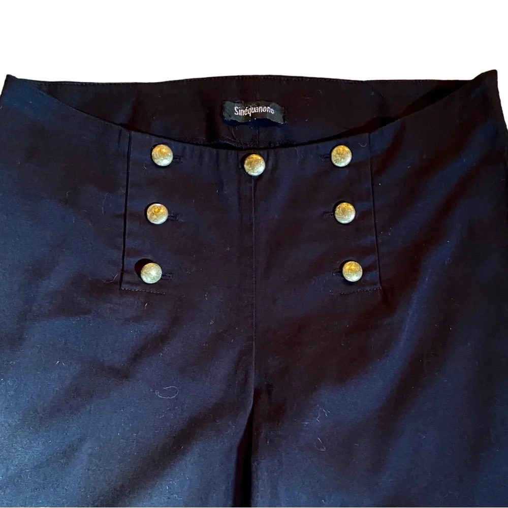 Sinequanone black wide legged dress pants with navel button details. Siz… - Picture 7 of 12
